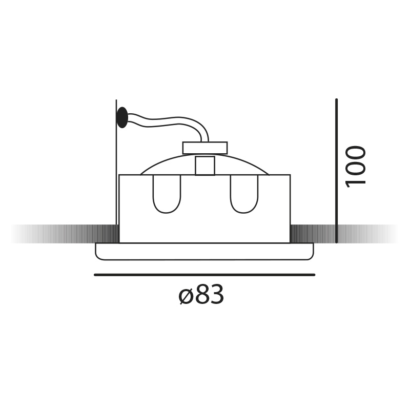 Einbauleuchte starr 83mm Eisen gebürstet
mit Schnappverschl. für PAR16 As=70mm IP44 - Image 2