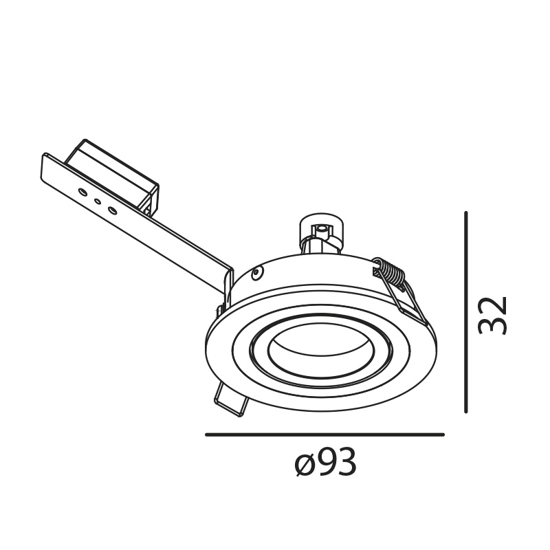 Einbaustrahler schwenkbar 28° matt weiss
mit Schnappverschl. für Retrofit As=80mm IP20 - Image 2