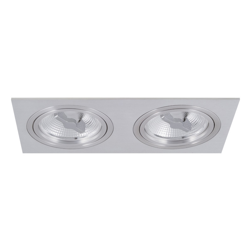 Doppel Einbaustrahler schwenkbar 30° alu geb.
12V max. 2x50W/QR111 AS=320x150mm  ET=125mm