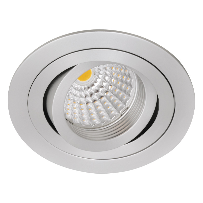 Einbauleuchte HV 90mm schwenkbar Alu satin.
230VGU10/20-50W/As=80 Schnappverschluss