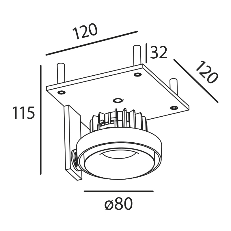 Eb-Strahler randlos 120x120 LED 9.3W 45° silber
240V/ 2700K 705lm CRI90 500mA DC IP20 - Image 2