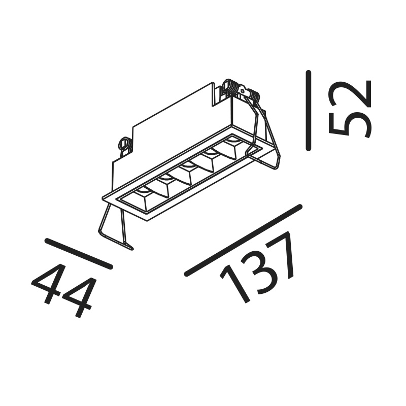 Einbaustrahler Line 5 starr LED 5x2W 3000°K weiss
700mA DC 640lm CRI90 Linse 48° / IP20 - Image 2