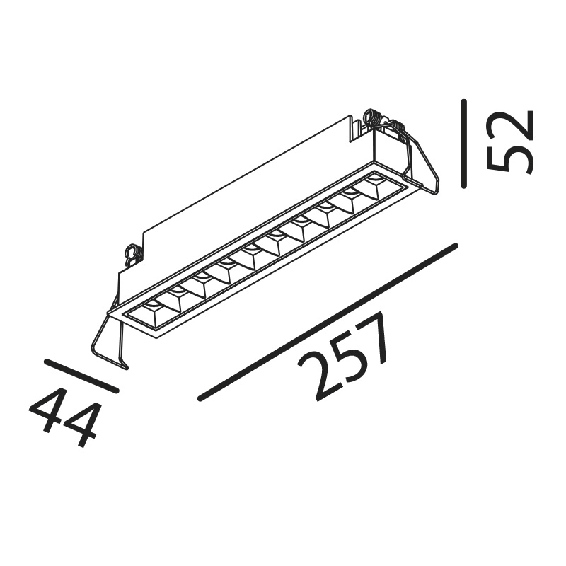 Einbaustrahler Line 10 starr LED 10x2W 3000°K weiss
700mA DC 1740lm CRI90 Linse 48° IP20 - Image 2