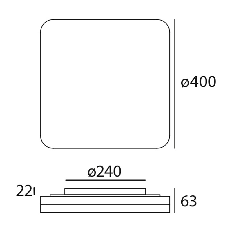 Deckenleuchte L=400x400 LED 29W Not 2h 4000°K weiss opal
230V 1950lm D=400mm H=63mm IP20 - Image 2