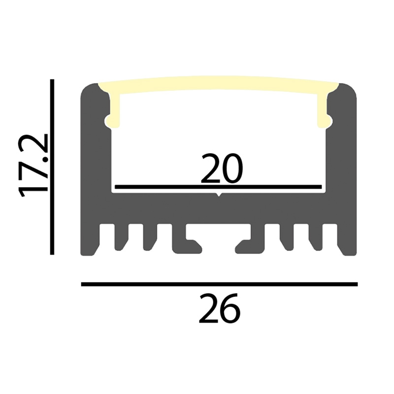 Anbauprofil Cool 35 für LED alu eloxiert
B=26mm H=17.2mm L=4000mm - Image 2