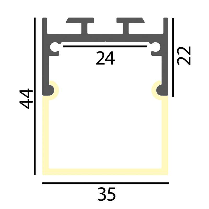 Wand-Decken-Pendelaufbauprofil Line QW für LED alu eloxiert
B=35mm H=44mm L=4000mm - Image 2