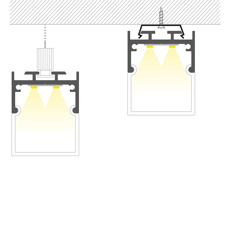 Wand-Decken-Pendelaufbauprofil Line QW für LED alu eloxiert
B=35mm H=44mm L=2000mm - Image 3