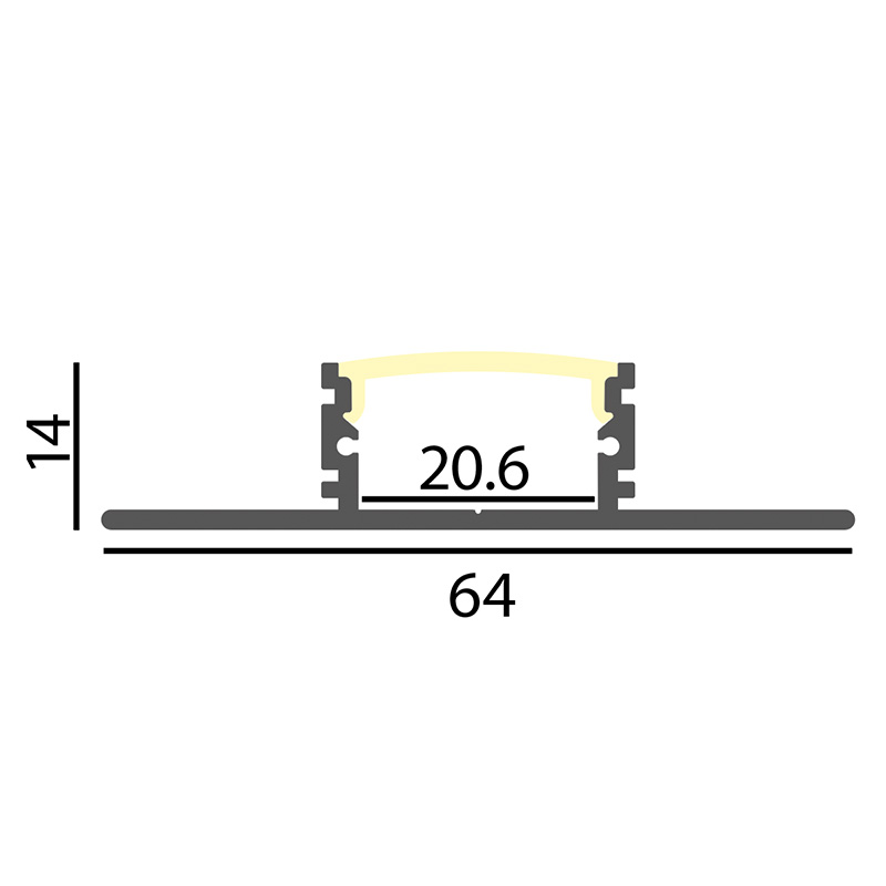 Aluminium Profil randlos 12 alu eloxiert
B=22mm H=14mm L=2000 - Image 2