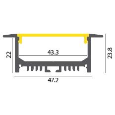 Einbauprofil Cool 54 62.2mm für LED alu eloxiert
ohne Laschen B=47.3mm H=23.8mm L=1000mm - Image 2