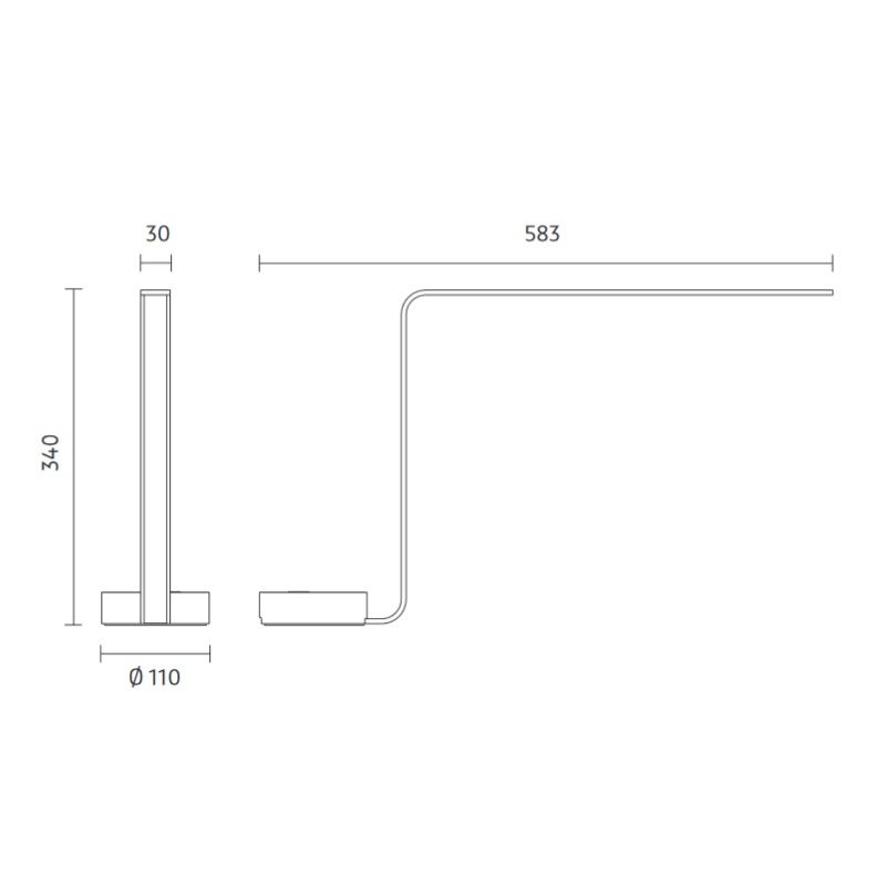 Tischleuchte Line Z LED silber-eloxalfarbe
230V/7W 3000K 583x340x30mm D=130mm - Image 2