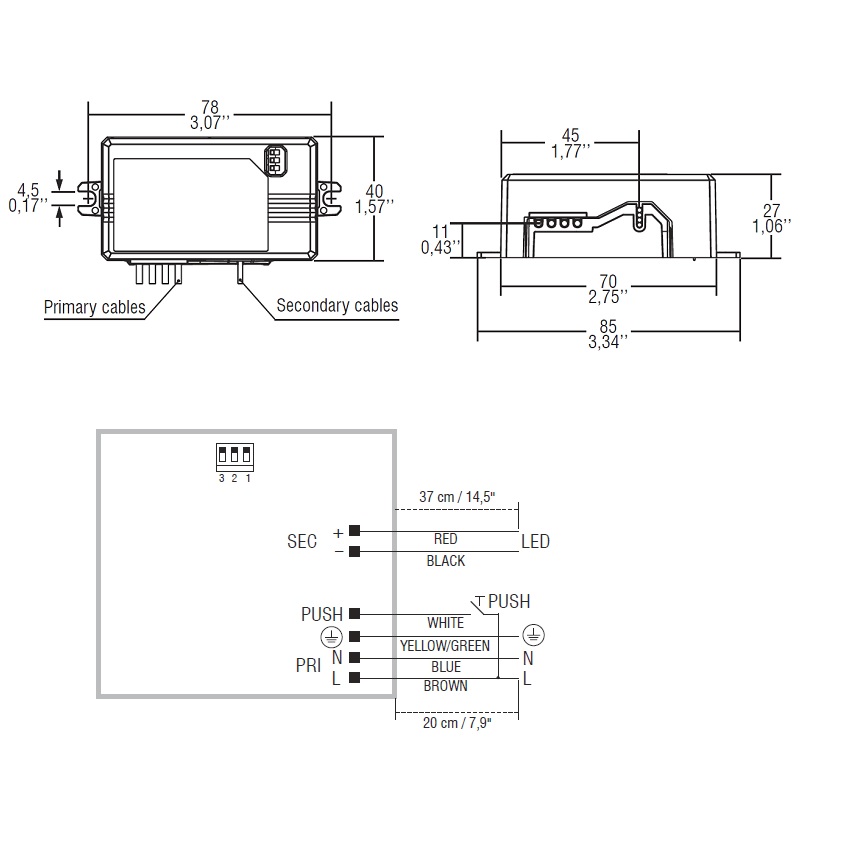 Elektr. Konverter DC Jolly 32W push
220-240V L=78 B=40 H=27 IP20mm - Image 2