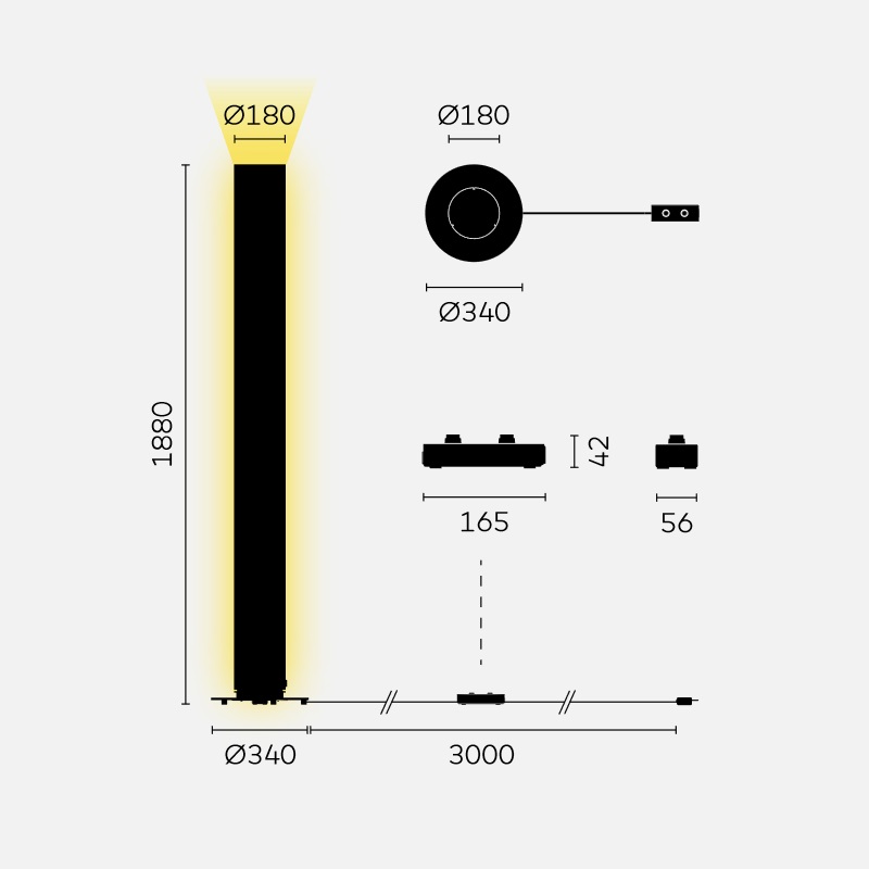 Stehleuchte Twilight-360° 69W DTW-WD black edition
240V/7120Lm CR80 H=1880 D=180 IP20 - Image 2