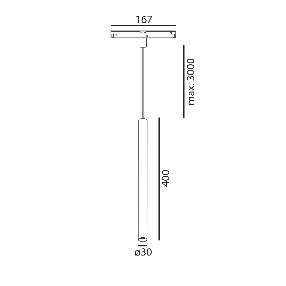 Magneto Schienenpendel Tube 340 8W gun black
DC48V 2700K 607Lm L=400 D=30 IP20 - Image 2