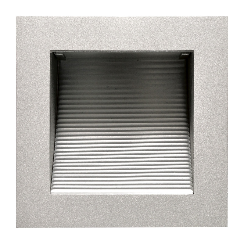 Wand-Einbauleuchte NV 90x90mm silber eloxiert
230V/ GY6.35 max.1x25W AS=76x76 ET=77