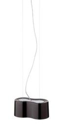 Pendelleuchte  Eight, chrom Triplexglas Schwarz 
230V,2x E27, 60W, H=2m L= 36cm B= 36cm