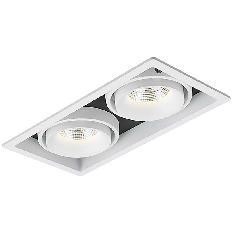Einbauleuchte LED 2x9.3W 3000°K weiss/schwarz/weiss 45°
230V/24V/500mA DC/L=198 B=105 H90