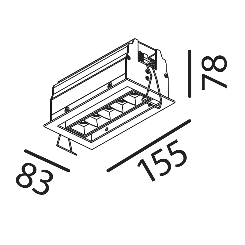 Einbaustrahler Line 5 JS LED 5x2W 3000°K weiss
700mA DC 640lm CRI90 45° Linse / IP20 - Image 2