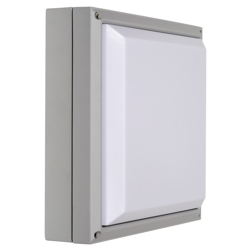 Wand- Deckenleuchte Square 14W LED silbergrau
240V 1500lm 3000K L=270x270  H=85 IP65