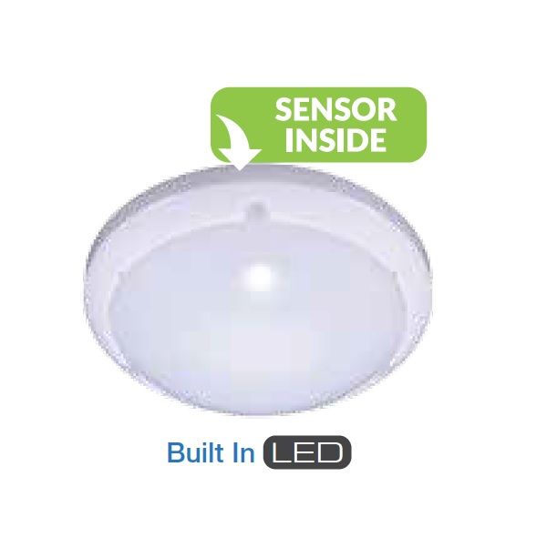 Wand- Deckenleuchte Sensor 16W  weiss
240V 4000K 1200lm D=265 H=102 / IP54