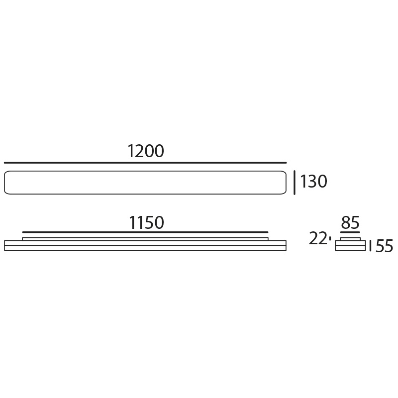 Anbauleuchte Slice long 29W/38W weiss opal
230V/3000K /4000K L=1200 B=130 H=55 IP54 - Image 2