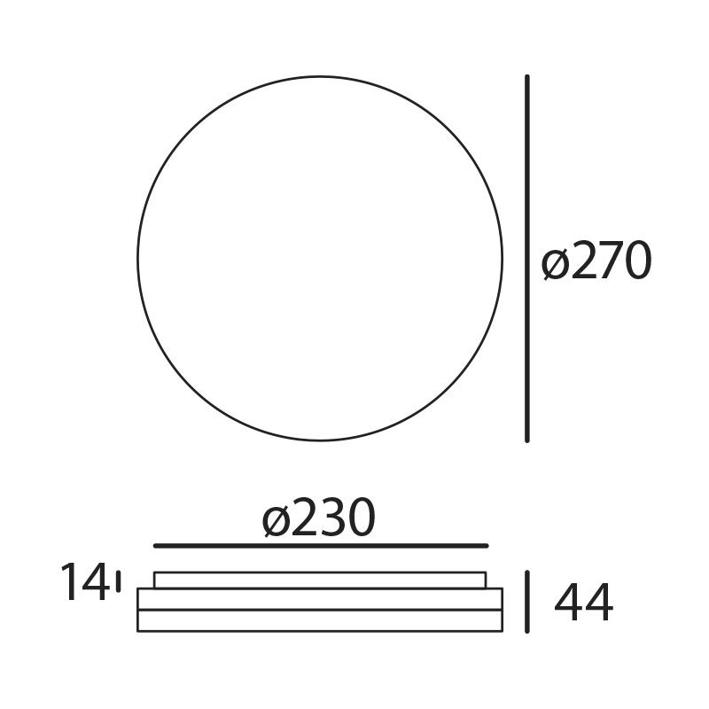 Anbauleuchte Slice 10W/18W/24W weiss opal
230V 3000K/4000K / D=270 H=44mm / IP54 - Image 2
