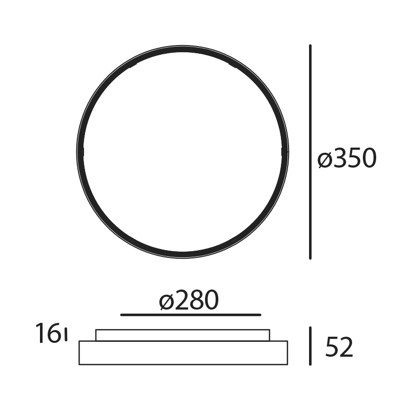 Anbauleuchte Core Trim 24W/32W schwarz opal
230V 3000K/4000K D=350 H=52mm / IP54 - Image 2