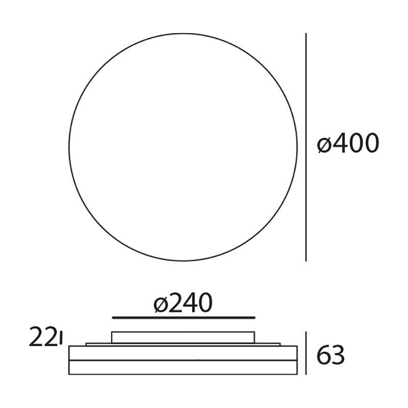 Deckenleuchte LED Slice 29W/38W opal schwarz
230V/ 3000K/4000K / D=400mm H=63 / IP20 - Image 2