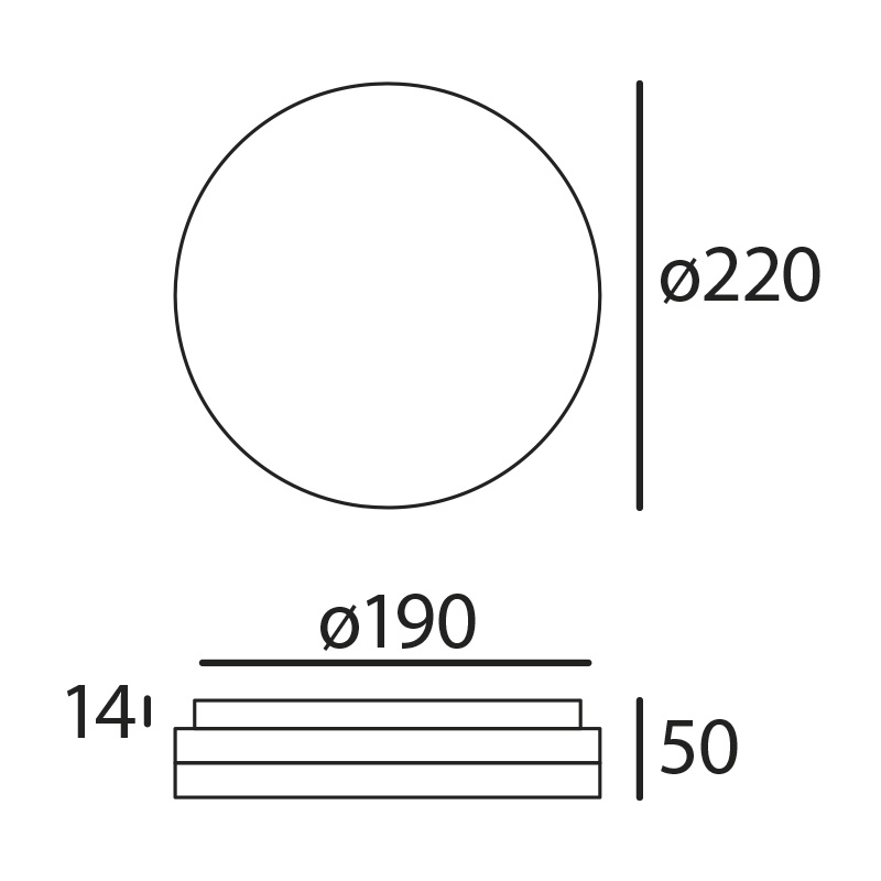 Deckenleuchte LED Slice 15W 4000°K weiss opal
230V 1050lm CRI80 D=220  H=50mm IP44