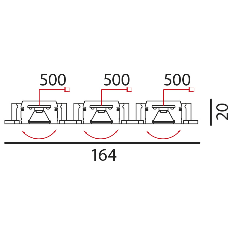 Einbaustrahler richtbar 164x60 LED 3,6 alu CNC
24V/350mA DC /ET=30 D=60 As=53x157 - Image 2