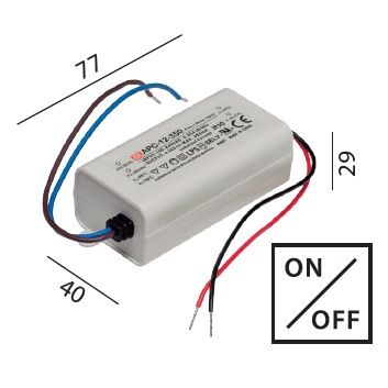 Elektr. Konverter LED DC 3-12W/350mA
100-240V/ 9-36V/ IP30