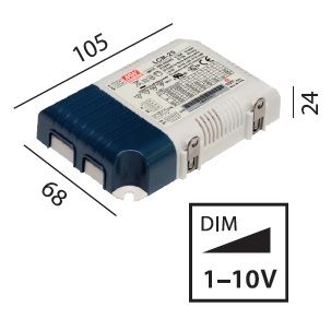 Schaltnetzgerät LCM-25 / 25W / 1-10V
180-240V / L=105 B=68 H=24