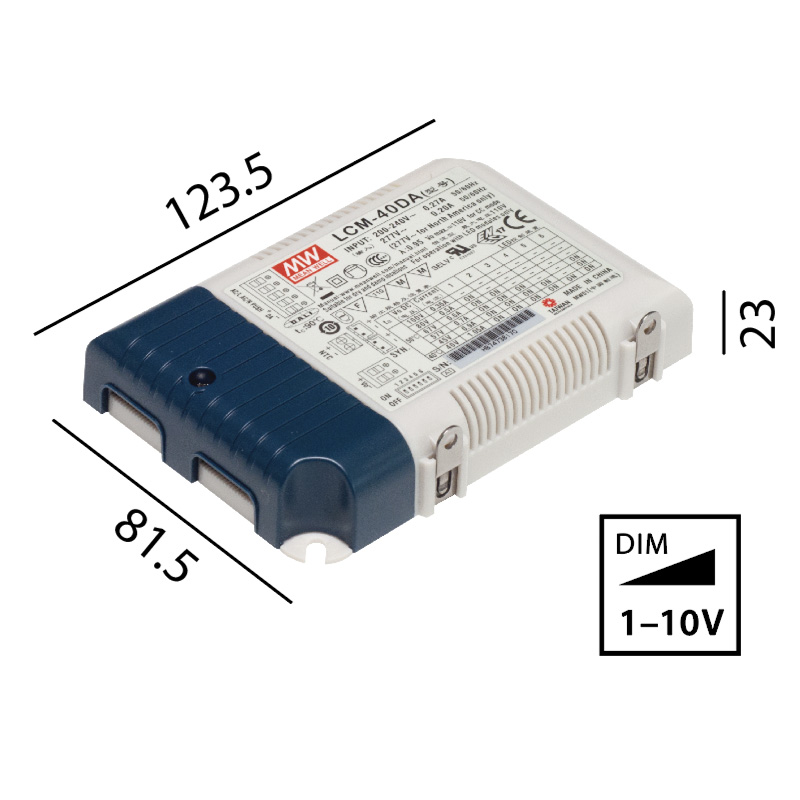 Schaltnetzgerät LCM-40 / 40W / 1-10V
180-240V / L=123.5 B=81.5 H=23