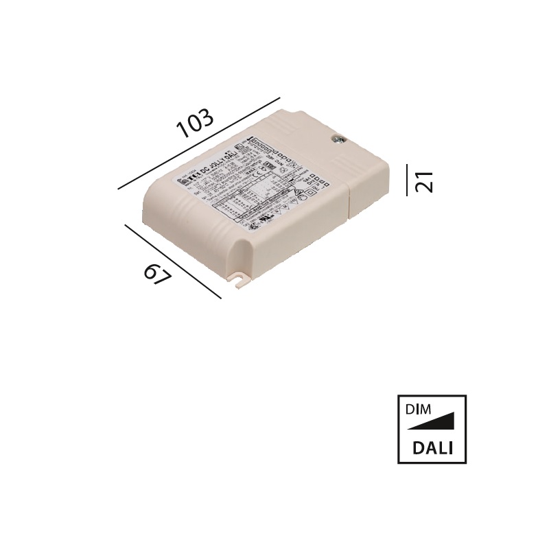 Elektr. Konverter 32W DALI
220-240V L=103 B=67 H=21 IP20