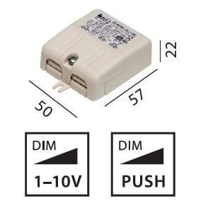 Elektr. Konverter Micro 6W 500mA 1-10V- Push
220-240V/ 12V 500mA / L=57 B=50 H=22