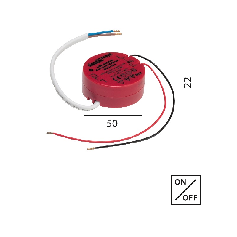 Konverter 24V/DC 9W für LED KV
230V/24V D=50 H=22