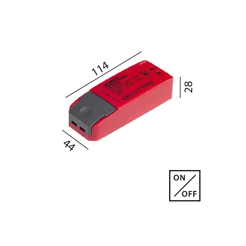 Konverter 24V/DC 20W für LED KV
230V/24V L=114 B=44 H=28