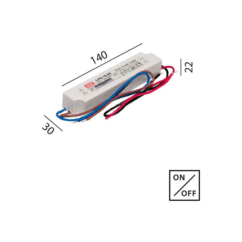 Schaltnetzteil 24V DC 20W IP67 weiss
230V/24V DC L=118 B=35 H=26