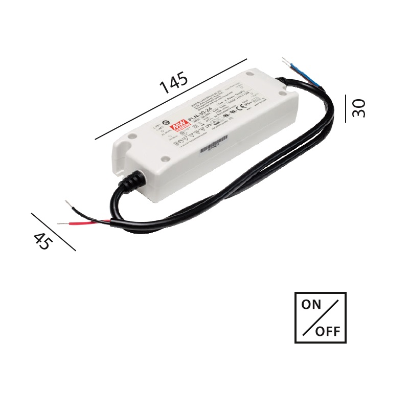 Schaltnetzteil  24V DC 30W IP64 weiss
230V/24V DC / L=145 B=45 H=30