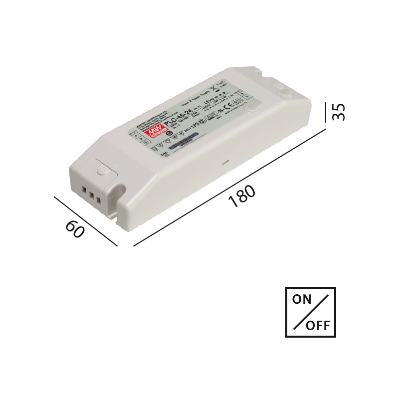 Schaltnetzteil 48V DC 45W weiss
230V/24V DC / L=180 B=60 H=35