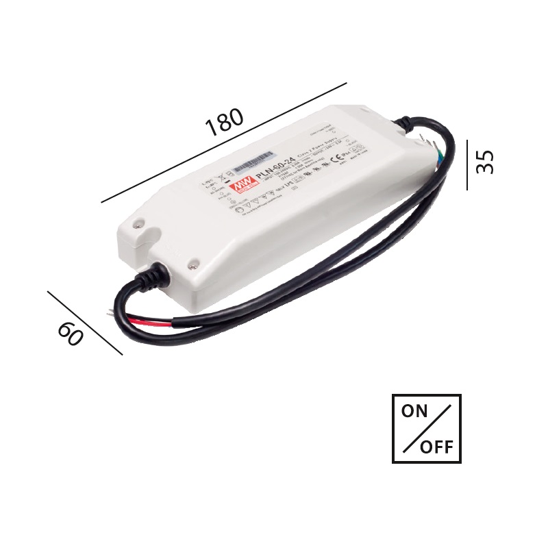 Schaltnetzteil  24V DC 60W IP64 weiss
230V/24V DC / L=180 B=60 H=35