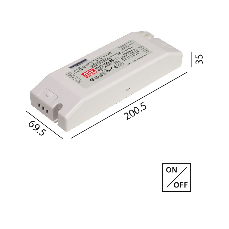 Schaltnetzteil 48V DC 96W weiss
230V/48V DC /L=200.5 B=69.5 H=35