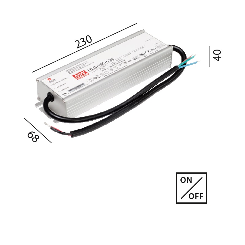 Schaltnetzteil 48V DC 185W IP67 weiss
230V/48V DC / L=230 B=68 H=40