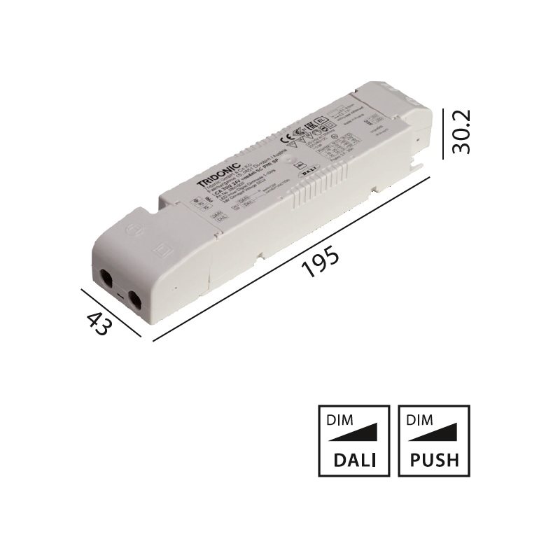 Konverter LCA 24V 35W Dali -switch-Dim weiss
230-240V/ L=195 x 43 x 30.2mm / IP20
