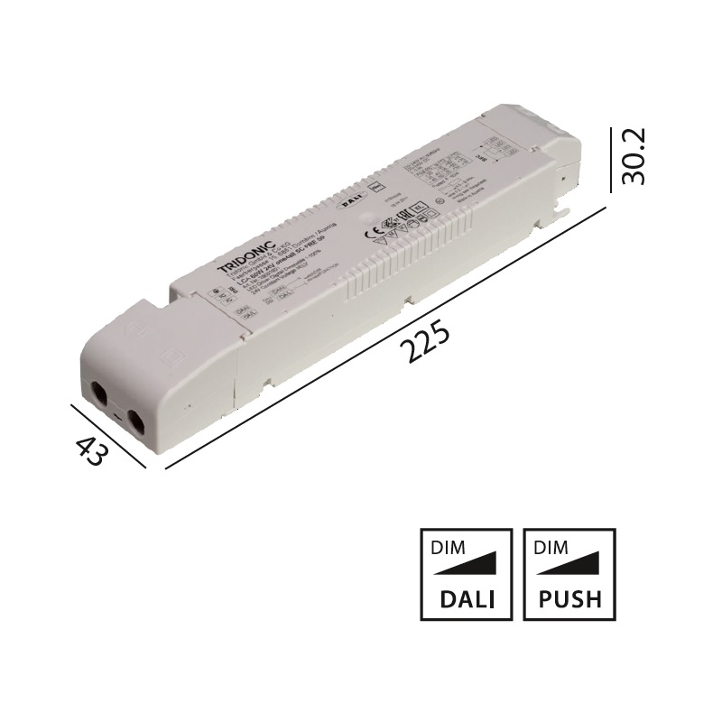 Konverter LCA 24V 60W Dali -switch-Dim weiss
230-240V/ L=225 x 43 x 30.2mm / IP20