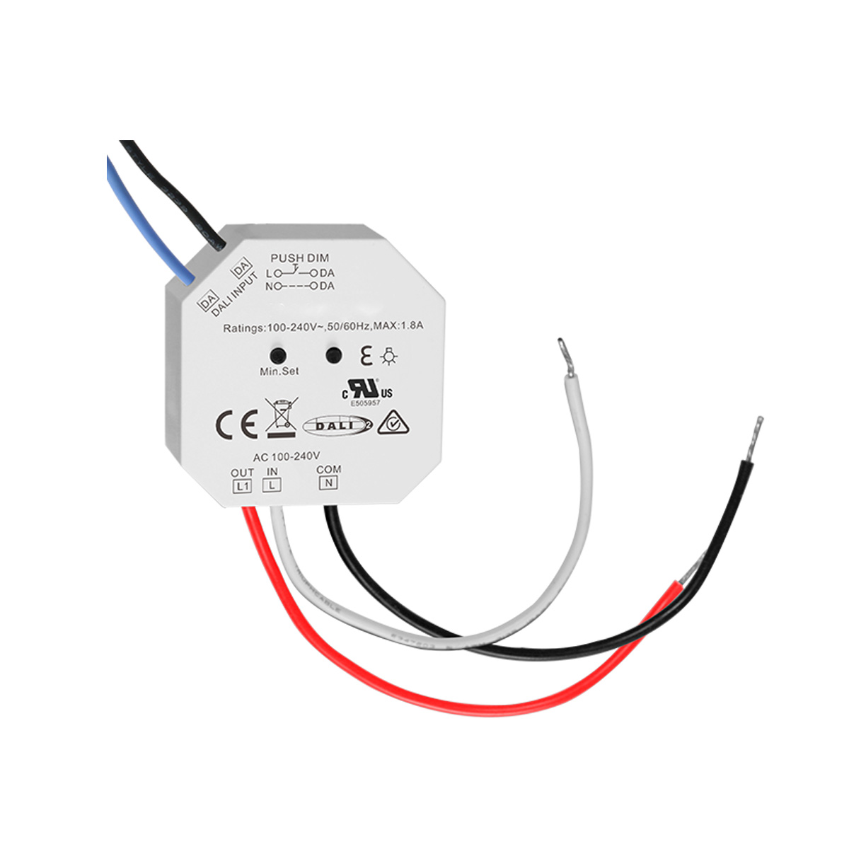 Schnittstelle DALI /PUSH  für Phasenabschnitt
240V / L=45 B=45 H=20.3mm IP20
