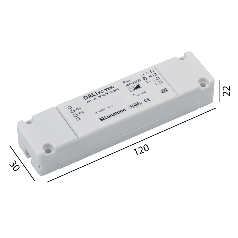 Phasenan-abschnitt R.L.C Dimmer DALI-Eingang
230V/ 10W-300W LED  L=120 B=32 H=15