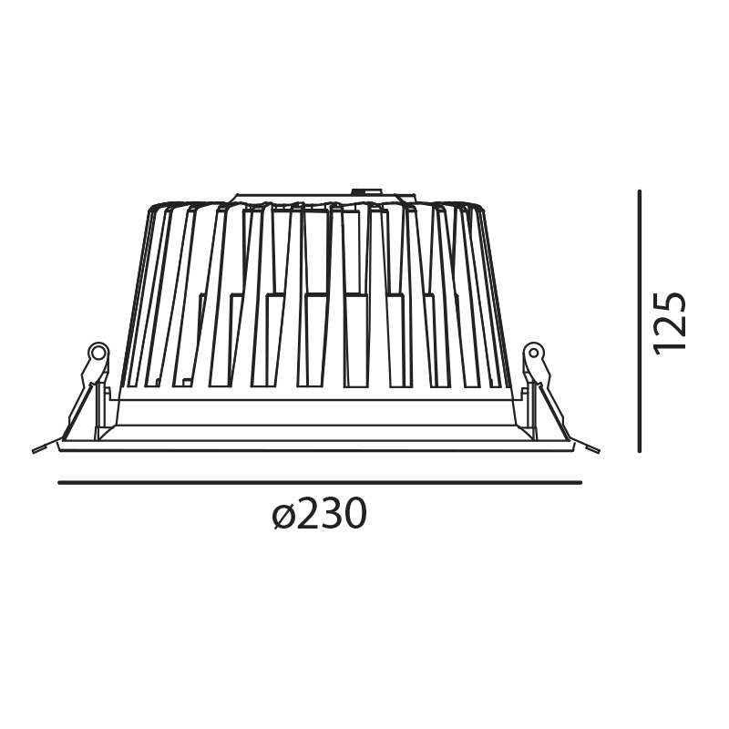 Deckeneinbaustrahler 50W starr 45°DALI weiss matt
DC 1150mA 4000K 3650lm CRI90 D=230 IP44 - Image 2