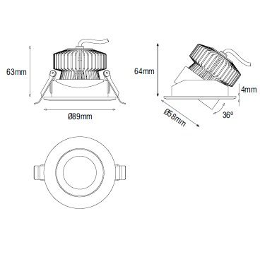 Decken-Einbaustrahler D=89 LED 13W weiss matt
500mA CRI90 lm 2700°K DA=75 ET=64 / IP43 - Image 2