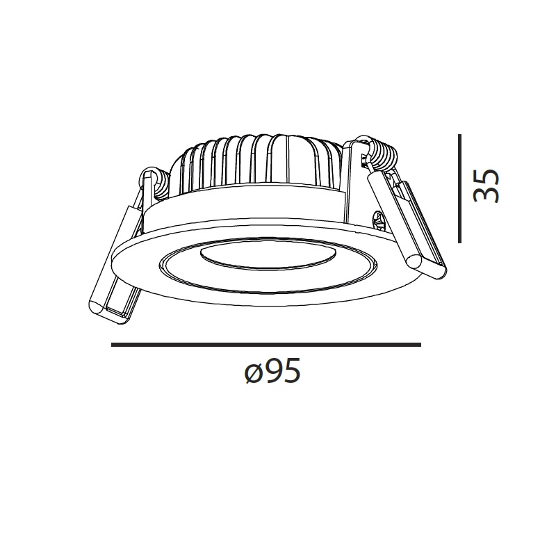 Einbaustrahler SET 6.1W D=95 36° schwarz rmatt
240V/DC 2700K 350mA 727lm CRI90 / IP44 - Image 2