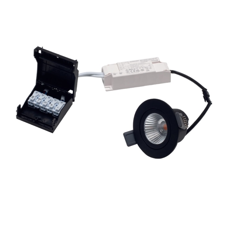 Einbaustrahler SET 9W D=80 36° schwarz matt
240V /DC 3000K 500mA 1011lm CRI90 / IP44 - Image 3
